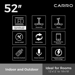 Tilbury 52 in. Integrated LED Indoor/Outdoor Black Smart Ceiling Fan with Light and Remote, Works with Alexa/Google Home by CARRO 15 Tilbury 52 in. Integrated LED Indoor/Outdoor Black Smart Ceiling Fan with Light and Remote, Works with Alexa/Google Home by CARRO -Decor Therapy Shop black carro ceiling fans with lights hs523j3 l11 b2 1g c3 1000