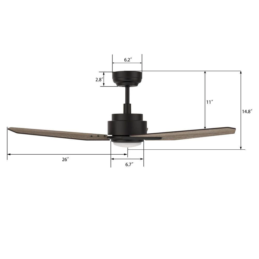 Tilbury 52 in. Integrated LED Indoor/Outdoor Black Smart Ceiling Fan with Light and Remote, Works with Alexa/Google Home by CARRO 5 Tilbury 52 in. Integrated LED Indoor/Outdoor Black Smart Ceiling Fan with Light and Remote, Works with Alexa/Google Home by CARRO - Image 3