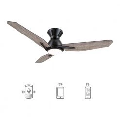 Tilbury 52 in. Integrated LED Indoor/Outdoor Black Smart Ceiling Fan with Light and Remote, Works with Alexa/Google Home by CARRO