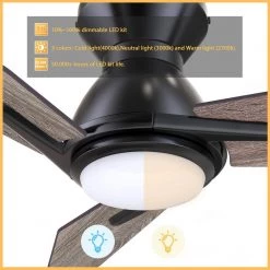 Tilbury 52 in. Integrated LED Indoor/Outdoor Black Smart Ceiling Fan with Light and Remote, Works with Alexa/Google Home by CARRO 17 Tilbury 52 in. Integrated LED Indoor/Outdoor Black Smart Ceiling Fan with Light and Remote, Works with Alexa/Google Home by CARRO -Decor Therapy Shop black carro ceiling fans with lights hs523j3 l11 bs 1 fm c3 1000