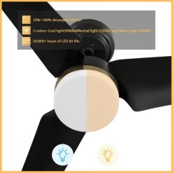 Attis 52 in. Integrated LED Indoor/Outdoor Black Smart Ceiling Fan with Light and Remote, Works with Alexa/Google Home by CARRO -Decor Therapy Shop black carro ceiling fans with lights hs523n l12 b2 1 c3 1000