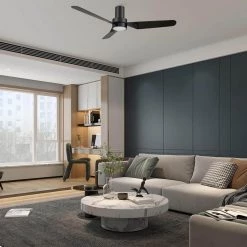 Semmes 52 in. Dimmable LED Indoor/Outdoor Black Smart Ceiling Fan with Light and Remote, Works with Alexa/Google Home by CARRO -Decor Therapy Shop black carro ceiling fans with lights hs523n1 l11 b2 1 fm 31 1000