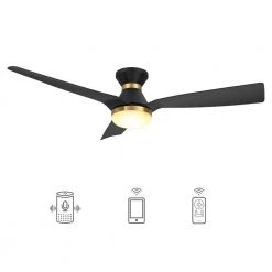 Striver 52 in. Integrated LED Indoor/Outdoor Black Smart Ceiling Fan with Light and Remote, Works with Alexa/Google Home by CARRO