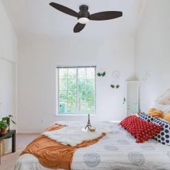 Trendsetter 52 in. Dimmable LED Indoor/Outdoor Black Smart Ceiling Fan with Light and Remote, Works w/Alexa/Google Home by CARRO -Decor Therapy Shop black carro ceiling fans with lights hs523q l12 b5 1 31 1000