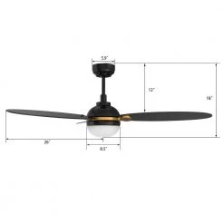 Raddix 52 in. Dimmable LED Indoor/Outdoor Black Smart Ceiling Fan with Light and Remote, Works with Alexa/Google Home by CARRO -Decor Therapy Shop black carro ceiling fans with lights hs523q4 l12 b2 1g 44 1000