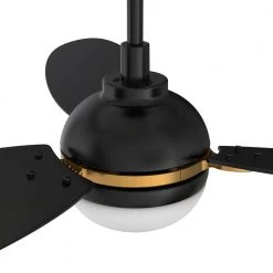 Raddix 52 in. Dimmable LED Indoor/Outdoor Black Smart Ceiling Fan with Light and Remote, Works with Alexa/Google Home by CARRO -Decor Therapy Shop black carro ceiling fans with lights hs523q4 l12 b2 1g 4f 1000