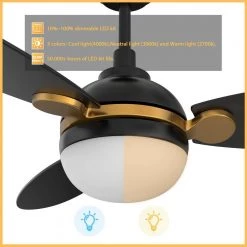 Raddix 52 in. Dimmable LED Indoor/Outdoor Black Smart Ceiling Fan with Light and Remote, Works with Alexa/Google Home by CARRO -Decor Therapy Shop black carro ceiling fans with lights hs523q4 l12 b2 1g c3 1000