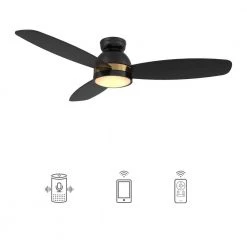 Biscay 52 in. Integrated LED Indoor/Outdoor Black Smart Ceiling Fan with Light and Remote, Works with Alexa/Google Home by CARRO