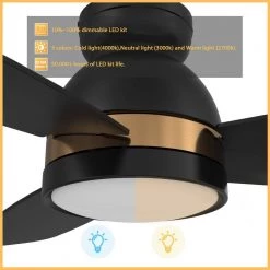 Biscay 52 in. Integrated LED Indoor/Outdoor Black Smart Ceiling Fan with Light and Remote, Works with Alexa/Google Home by CARRO -Decor Therapy Shop black carro ceiling fans with lights hs523q5 l12 b2 1 fm c3 1000