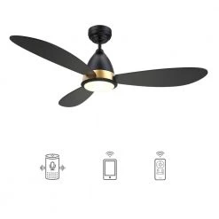 Fayette 52 in. Integrated LED Indoor/Outdoor Black Smart Ceiling Fan with Light and Remote, Works with Alexa/Google Home by CARRO