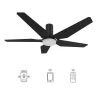 Voyager 52 in. Dimmable LED Indoor/Outdoor Black Smart Ceiling Fan with Light and Remote, Works with Alexa/Google Home by CARRO -Decor Therapy Shop black carro ceiling fans with lights hs525b l22 b2 1 fm 64 1000