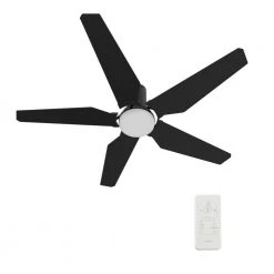 Voyager 52 in. Dimmable LED Indoor/Outdoor Black Smart Ceiling Fan with Light and Remote, Works with Alexa/Google Home by CARRO -Decor Therapy Shop black carro ceiling fans with lights hs525b l22 b2 1 fm c3 1000