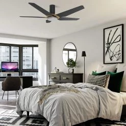 Voyager 52 in. Dimmable LED Indoor/Outdoor Black Smart Ceiling Fan with Light and Remote, Works with Alexa/Google Home by CARRO -Decor Therapy Shop black carro ceiling fans with lights hs525b l22 b2 1g fm 31 1000