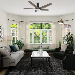 Voyager 52 in. Dimmable LED Indoor/Outdoor Black Smart Ceiling Fan with Light and Remote, Works with Alexa/Google Home by CARRO -Decor Therapy Shop black carro ceiling fans with lights hs525b l22 bs 1 fm 31 1000