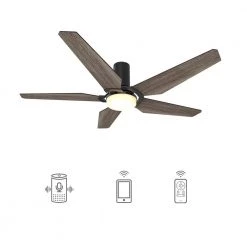 Voyager 52 in. Dimmable LED Indoor/Outdoor Black Smart Ceiling Fan with Light and Remote, Works with Alexa/Google Home by CARRO