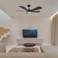 Wilkes 52 in. Dimmable LED Indoor/Outdoor Black Smart Ceiling Fan with Light and Remote, Works with Alexa/Google Home by CARRO -Decor Therapy Shop black carro ceiling fans with lights hs525b3 l22 b5 1 31 1000