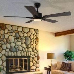 Apex 52 in. Dimmable LED Indoor/Outdoor Black Smart Ceiling Fan with Light and Remote, Works w/Alexa/Google Home by CARRO -Decor Therapy Shop black carro ceiling fans with lights hs525e l12 b5 1 c3 1000