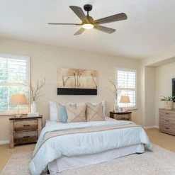 Apex 52 in. Integrated LED Indoor/Outdoor Black Smart Ceiling Fan with Light and Remote, Works with Alexa/Google Home by CARRO -Decor Therapy Shop black carro ceiling fans with lights hs525e3 l12 bg 1 31 1000