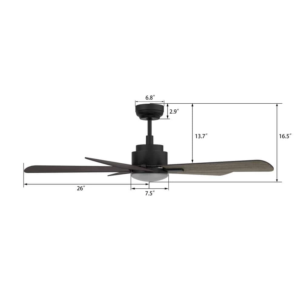 Apex 52 in. Integrated LED Indoor/Outdoor Black Smart Ceiling Fan with Light and Remote, Works with Alexa/Google Home by CARRO 8 Apex 52 in. Integrated LED Indoor/Outdoor Black Smart Ceiling Fan with Light and Remote, Works with Alexa/Google Home by CARRO - Image 6
