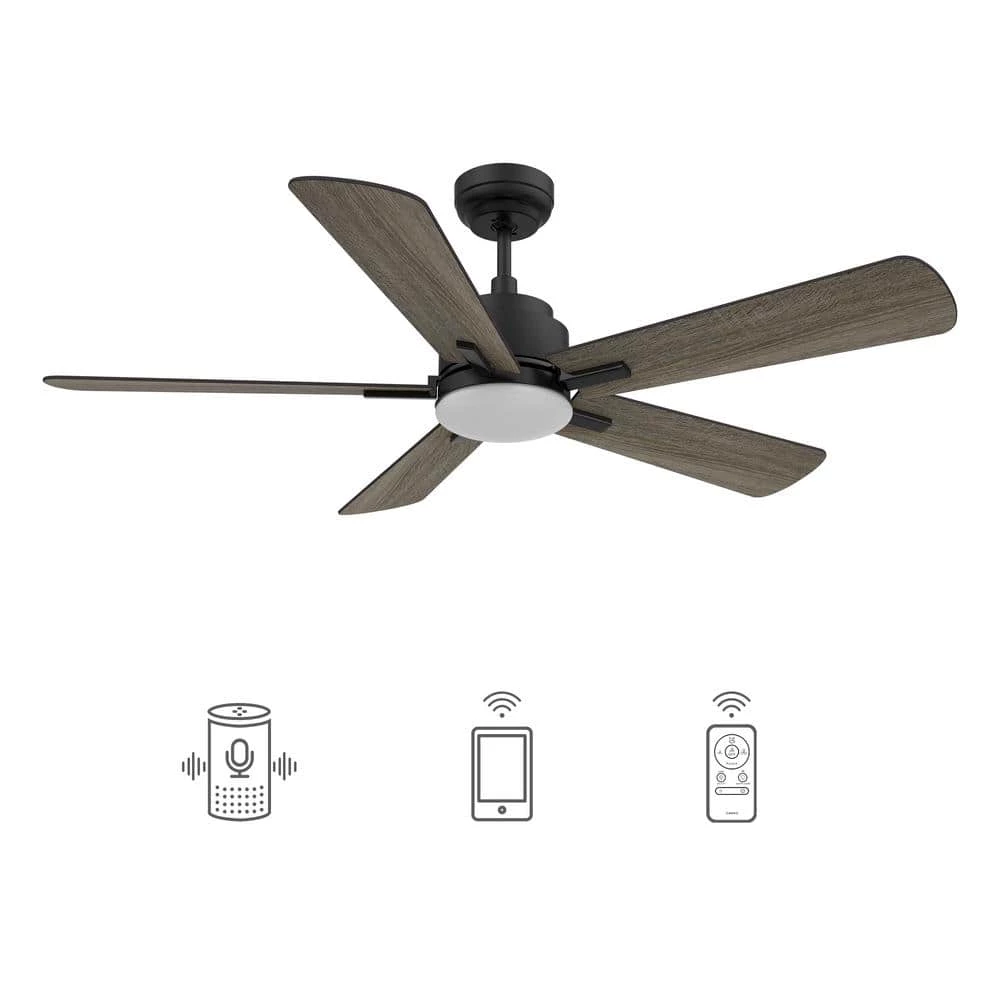 Apex 52 in. Integrated LED Indoor/Outdoor Black Smart Ceiling Fan with Light and Remote, Works with Alexa/Google Home by CARRO 3 Apex 52 in. Integrated LED Indoor/Outdoor Black Smart Ceiling Fan with Light and Remote, Works with Alexa/Google Home by CARRO