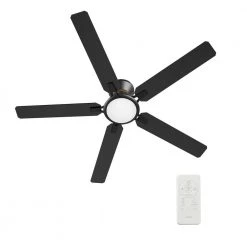 Essex 52 in. Dimmable LED Indoor/Outdoor Black Smart Ceiling Fan with Light and Remote, Works with Alexa/Google Home by CARRO -Decor Therapy Shop black carro ceiling fans with lights hs525j l12 b2 1 fm 44 1000