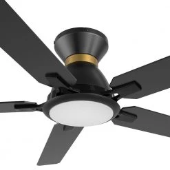 Essex 52 in. Dimmable LED Indoor/Outdoor Black Smart Ceiling Fan with Light and Remote, Works with Alexa/Google Home by CARRO -Decor Therapy Shop black carro ceiling fans with lights hs525j l12 b2 1 fm 4f 1000