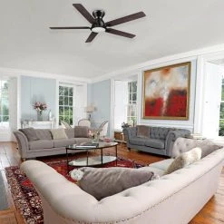 Essex 52 in. Dimmable LED Indoor/Outdoor Black Smart Ceiling Fan with Light and Remote, Works with Alexa/Google Home by CARRO -Decor Therapy Shop black carro ceiling fans with lights hs525j l12 b5 1 fm 31 1000