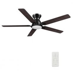 Essex 52 in. Dimmable LED Indoor/Outdoor Black Smart Ceiling Fan with Light and Remote, Works with Alexa/Google Home by CARRO -Decor Therapy Shop black carro ceiling fans with lights hs525j l12 b5 1 fm 4f 1000
