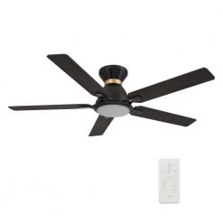 Essex 52 in. Dimmable LED Indoor/Outdoor Black Smart Ceiling Fan with Light and Remote, Works with Alexa/Google Home by CARRO -Decor Therapy Shop black carro ceiling fans with lights hs525j l12 b5 1 fma 44 1000
