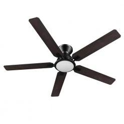 Essex 52 in. Dimmable LED Indoor/Outdoor Black Smart Ceiling Fan with Light and Remote, Works with Alexa/Google Home by CARRO -Decor Therapy Shop black carro ceiling fans with lights hs525j l12 bg 1 fm 44 1000