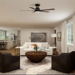 Essex 52 in. Dimmable LED Indoor/Outdoor Black Smart Ceiling Fan with Light and Remote, Works with Alexa/Google Home by CARRO -Decor Therapy Shop black carro ceiling fans with lights hs525j l12 bg 1 fma 31 1000