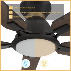 Essex 52 in. Dimmable LED Indoor/Outdoor Black Smart Ceiling Fan with Light and Remote, Works with Alexa/Google Home by CARRO -Decor Therapy Shop black carro ceiling fans with lights hs525j l12 bg 1 fma c3 1000