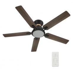 Essex 52 in. Dimmable LED Indoor/Outdoor Black Smart Ceiling Fan with Light and Remote, Works with Alexa/Google Home by CARRO -Decor Therapy Shop black carro ceiling fans with lights hs525j l12 bo 1 fma 4f 1000