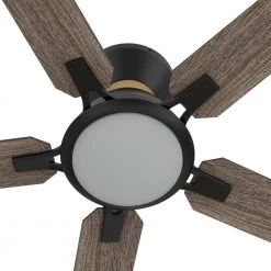Essex 52 in. Dimmable LED Indoor/Outdoor Black Smart Ceiling Fan with Light and Remote, Works with Alexa/Google Home by CARRO -Decor Therapy Shop black carro ceiling fans with lights hs525j l12 bo 1 fma c3 1000
