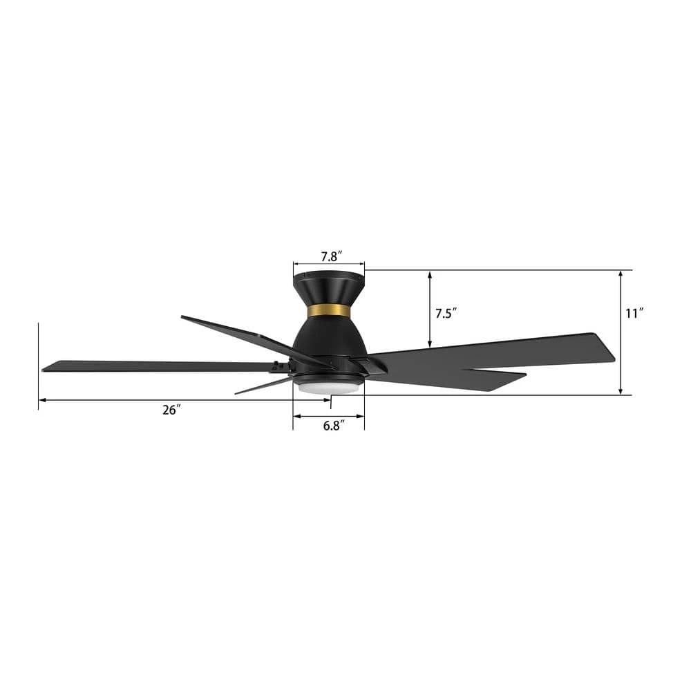 Aspen 52 in. Dimmable LED Indoor/Outdoor Black Smart Ceiling Fan with Light and Remote, Works with Alexa/Google Home by CARRO 5 Aspen 52 in. Dimmable LED Indoor/Outdoor Black Smart Ceiling Fan with Light and Remote, Works with Alexa/Google Home by CARRO - Image 3
