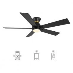 Aspen 52 in. Dimmable LED Indoor/Outdoor Black Smart Ceiling Fan with Light and Remote, Works with Alexa/Google Home by CARRO