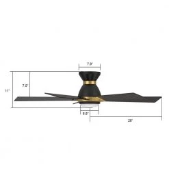 Aspen 52 in. Dimmable LED Indoor/Outdoor Black Smart Ceiling Fan with Light and Remote, Works with Alexa/Google Home by CARRO -Decor Therapy Shop black carro ceiling fans with lights hs525j1 l11 b2 1g fm 44 1000