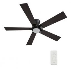 Aspen 52 in. Dimmable LED Indoor/Outdoor Black Smart Ceiling Fan with Light and Remote, Works with Alexa/Google Home by CARRO -Decor Therapy Shop black carro ceiling fans with lights hs525j1 l11 b5 1 fm 1f 1000