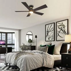 Aspen 52 in. Dimmable LED Indoor/Outdoor Black Smart Ceiling Fan with Light and Remote, Works with Alexa/Google Home by CARRO 21 Aspen 52 in. Dimmable LED Indoor/Outdoor Black Smart Ceiling Fan with Light and Remote, Works with Alexa/Google Home by CARRO -Decor Therapy Shop black carro ceiling fans with lights hs525j1 l11 b5 1 fma 31 1000