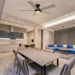 Aspen 52 in. Dimmable LED Indoor/Outdoor Black Smart Ceiling Fan with Light and Remote, Works with Alexa/Google Home by CARRO -Decor Therapy Shop black carro ceiling fans with lights hs525j1 l11 bg 1 fm 31 1000