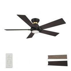 Aspen 52 in. Dimmable LED Indoor/Outdoor Black Smart Ceiling Fan with Light and Remote, Works with Alexa/Google Home by CARRO