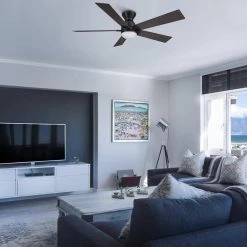 Aspen 52 in. Dimmable LED Indoor/Outdoor Black Smart Ceiling Fan with Light and Remote, Works with Alexa/Google Home by CARRO -Decor Therapy Shop black carro ceiling fans with lights hs525j1 l21 b5 1 fm 31 1000