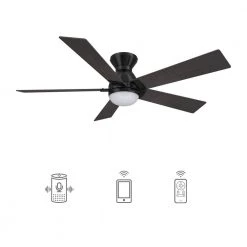 Aspen 52 in. Dimmable LED Indoor/Outdoor Black Smart Ceiling Fan with Light and Remote, Works with Alexa/Google Home by CARRO