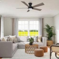 Aspen 52 in. Dimmable LED Indoor/Outdoor Black Smart Ceiling Fan with Light and Remote, Works with Alexa/Google Home by CARRO -Decor Therapy Shop black carro ceiling fans with lights hs525j1 l21 bg 1 fm 31 1000