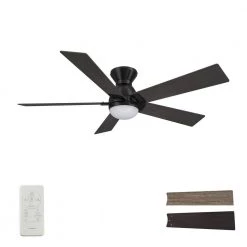 Aspen 52 in. Dimmable LED Indoor/Outdoor Black Smart Ceiling Fan with Light and Remote, Works with Alexa/Google Home by CARRO