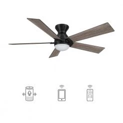 Aspen 52 in. Dimmable LED Indoor/Outdoor Black Smart Ceiling Fan with Light and Remote, Works with Alexa/Google Home by CARRO