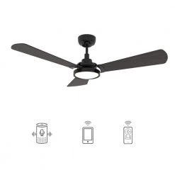 Veter 56 in. Dimmable LED Indoor/Outdoor Black Smart Ceiling Fan with Light and Remote, Works with Alexa/Google Home by CARRO