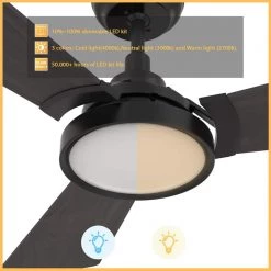 Veter 56 in. Dimmable LED Indoor/Outdoor Black Smart Ceiling Fan with Light and Remote, Works with Alexa/Google Home by CARRO -Decor Therapy Shop black carro ceiling fans with lights hs563b3 l22 b5 1 c3 1000