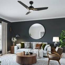 Tilbury 56 in. Dimmable LED Indoor/Outdoor Black Smart Ceiling Fan with Light and Remote, Works with Alexa/Google Home by CARRO -Decor Therapy Shop black carro ceiling fans with lights hs563j3 l11 b2 1g 31 1000