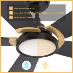 Wilkes 56 in. Dimmable LED Indoor/Outdoor Black Smart Ceiling Fan with Light and Remote, Works with Alexa/Google Home by CARRO -Decor Therapy Shop black carro ceiling fans with lights hs565b3 l22 b2 1g 1f 1000